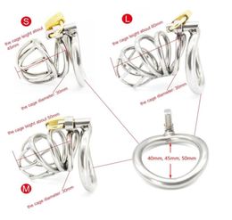 Stainless Steel Super Small Male device Adult Cock Cage With Curve Cock Ring BDSM Sex Toys Bondage belt A2244402044