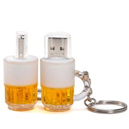 Beer Glass USB Flash drive 128GB Transparent Cup Pen Drive 64GB Free Key Chain Pendrive 32GB Creative Gifts Memory Stick 16GB 8G