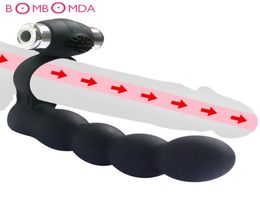 Strap on Anal Beads Penis Vibrating Ring Double Penetration Strapon Dildo G spot Vibrators Silicone Butt plug Sex Toys For Man Y193800073