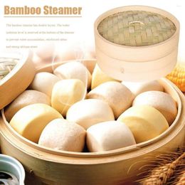 Double Boilers Vegetables Dimsum Bamboo Kitchen Basket With Lid Cage Cakeware Steamer Cooker Set