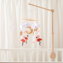 Mobiles# Baby Crib Mobile Wooden Bed Bell Rattle Toy Felt Animal Newborn Music Box Hanging Toys Comfort
