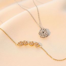s Necklace Women Love Four Leaf Flower Two Wearing Instagram New Popular Design Japanese and Korean Style Fashion Collar Chain Intagram Deign Japanee Fahion