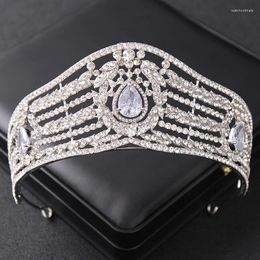 Hair Clips Silver Color Luxury Crystal Crown Tiara Rhinestone Prom Princess Diadem Women Bridal Wedding Accessories Jewelry Headband