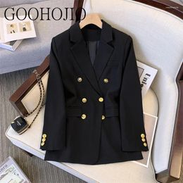 Women's Suits Oversized Leisure Women Blazers Office Lady Pocket Blazer Jackets For Vintage Double Breasted Coats Temperament