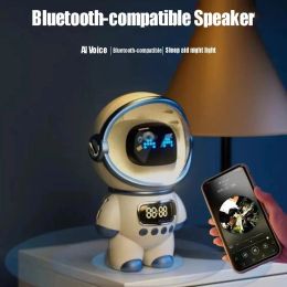 Mini Smart Astronaut Bluetooth Speaker Sound Box Portable Stereo Ai Interactive Audio With Alarm Clock Support TF/FM Kid's Gift