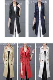 Women Trench Coat For Office Lady Go To Work New Fashion Classic European Slim Coat Trench Double Breasted Plus1567980