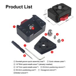 Quick Release Clamp Plate V-Lock Mount Anti-shake Clamp 1/4" Screw for 38mm Tripod Head Field Monitor LED Light Camera Accessory