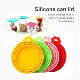 UPS Reusable 3 In 1 Pet Food Can Silicone Cover Dogs Cats Storage Tin Cap Lid Seal Cover Pet Supplies Suitable For 8.9cm/7.3cm/6.5cm Z 5.26