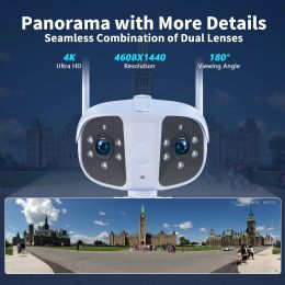 8MP 4K Security Camera Outdoor 180° Wide Angle Wifi Surveillance Cameras 6MP Panoramic CCTV Cam Smart Home Security Protection