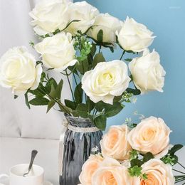 Decorative Flowers Artificial Rose Long Stem Fake Silk Roses For DIY Wedding Bouquet Table Centrepiece Arrangement Home Office Decor