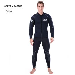 Men's 5mm Neoprene Split Wetsuit with Hood Thermal Long Sleeve Anti-cold Diving Suit Pants Professional Fish Hunting Clothes