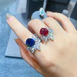Flower Finger Ring AAAAA Zircon White Gold Filled Wedding band Rings for Women Men Promise Engagement Jewellery Birthday Gift Cxaxe