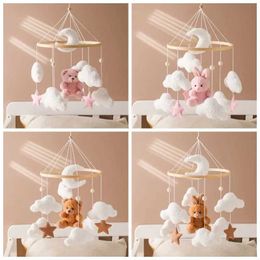 Mobiles# Baby crib bell hanging toy 0-12 months old newborn wooden mobile mouse cage toy cashmere bear rabbit pendant baby crib stand baby gift Q240525