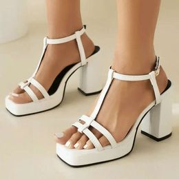 Black s Open Sandals White Summer Plain Toe T Strap Designer Women Classic Shoes Modern Block High Heels Platform 177 Sandal Deigner Cla 263 ic Shoe Heel