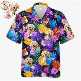 Men's Casual Shirts Custom Dog Face Hawaiian Aloha Shirt Full Print Personalised Pet Graphic Beach For Men Women Gift Owners