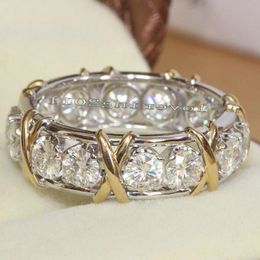 Eternity Jewellery Stone 5A Zircon stone 10KT White&Yellow Gold Filled Women Engagement Wedding Band Ring Sz 5-11 Whlbi