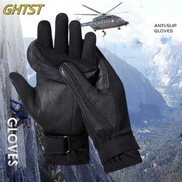 Sports Gloves Mountaineering Gloves Thick Cowhide Non-slip Wear Resistant Rock-climb Train Damping Ski Downhill Bike Camping Outdoor Gloves Q240525