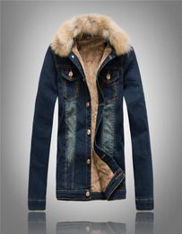 Denim Jacket Fur Collar Men Winter Jeans Jacket With Fur For Men Coat Fashion Bomber With Brown Faux Leanther Fleece9370301