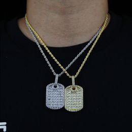 NEU ECED OUT BLING Square Anhänger Halskette für Männer Frauen Geschenke Silber Farbe Tenniskette AAA Zirkon Charm Hip Hop Schmuck Ekabs
