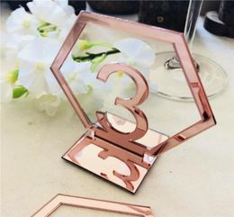 Party Favor 9CM Hexagon Table Number Signs Wedding Birthday Mirror GoldSilverRose Gold Acrylic Centerpiece Decoration7308785