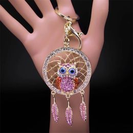 Animal Owl Dream Catcher Key Chain for Women Metal Gold Colour Dreamcatcher Keychain Bag Accessories Jewellery K9034S01 240523