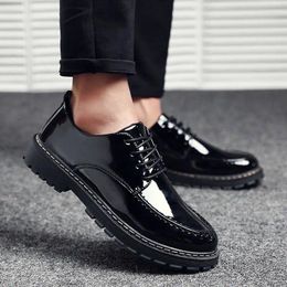 Casual Shoes Flat Man Spring Autumn Genuine Leather Upper Platform Design Round Toe Thick Bottom Loafers Concise Versatile Male