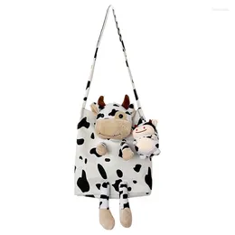 Shoulder Bags Japanese Harajuku Cute And Funny Personality Cow Doll Soft Girl Bag Student Canvas Small