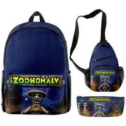 Backpack Hip Hop Novelty Zoonomaly 3D Print 3pcs/Set Pupil School Bags Travel Laptop Chest Bag Pencil Case