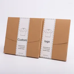 Gift Wrap 100Pcs Custom Logo Kraft Paper Envelope Packaging Box For T-shirt Clothing Print Your On Waist Cover