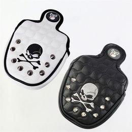 Golf Putter Cover Skull Rivets PU Leather Magnetic Closure Headcover for Mallet Putter Golf Head Covers 220629 Owcwo