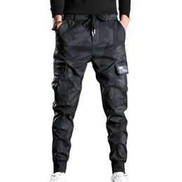 Men's Pants Cargo Pants camouflage drawstring multi pocket mens Pants bottom ankle strap Trousers Q240525