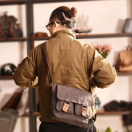 Bag Waxed Canvas Crossbody Small For Men Waterproof Cycling Camera Digital DSLR Shoulder