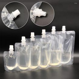 Storage Bags 10Pcs Clear Drink Pouches Packaging Liquid Bag With Nozzle Stand Up Sealed Suction Milk Tea Juice