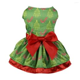 Dog Apparel Christmas Pet Dress Festive Dress-up Adorable Dresses Easy-to-wear Bowknot Decorated Holiday Clothes For Dogs