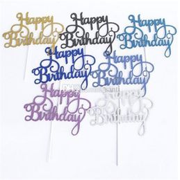 Festive Gold Silver Glitter Happy Birthday Cake toppers decoration for kids birthday party Favours Baby Shower Decor Supplies XB16880968