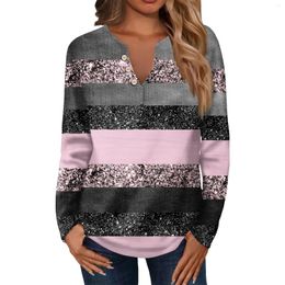 Women's T Shirts T-Shirt For Men Striped Patchwork Graphic Clothing Oversized 3d Print Long Sleeve Top V Neck Pullover Ladies Apparel