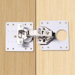 Cabinet Hinge Repair Plate Kit Kitchen Cupboard Door Hinge Mounting Plate With Holes Flat Fixing Brace Brackets Household Tools
