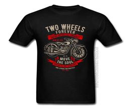 Vintage Motorcycle Community Cycle Black T Shirt Two Wheels Forever Motobike Move The Soul Rider Tshirts Father Day Male3233421