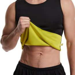 5XL Men Black Neoprene Weight Loss Body Shapers Vest Sweat Slimming Fitness Waist Tops Shapwear Shirts Plus Size 240524