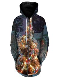 Cloudstyle Brand Clothing Men Zip Up Hoodies Christmas Sweatshirts 3D Full Printing Tracksuits Snow Colorful Lights Hooded Coats4050510