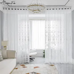 Curtain Embroidered Sheer Voile For Living Room Europe Floral Tulle Window Curtains Bedroom Kitchen Blinds Drapes Customs
