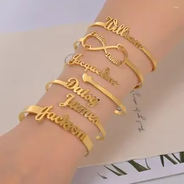Decorative Plates Romantic Customised Letters Name Bracelet For Women Men Stainless Steel Jewellery Personalised Heart Bangles Birthday Party