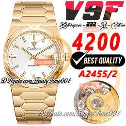 Historiques 4200H 222 Jumbo A2455 Automatic Mens Womens Unisex Watch V9F 37mm White Dial Yellow Gold Stainless Steel Bracelet Super Edition Trustytime001 Watches