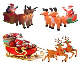 Christmas Decorations 210cm giant inflatable Santa Claus double deer sleigh LED light outdoor6524645