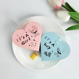 Gift Wrap 10Pcs Love Heart Hollow Laser Cut Boy Or Girl Gifts Candy Boxes With Ribbon For Baby Shower Baptism Birthday Party Supplies