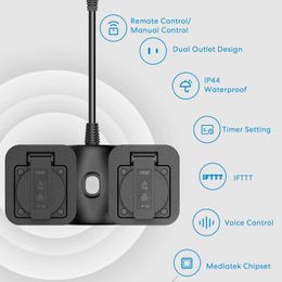 Meross HomeKit Outdoor Smart Plug with 2 Sockets EU/UK/FR/AU Outlet Remote Control Support Alexa Google Assistant SmartThings