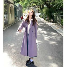 Women's Trench Coats Purple Windbreaker Spring Mid-length Model Coat 2024 Autumn In Outerwears Women Lie Fallow Suits Long