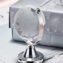 Party Favour World Globe Crystal Glass Ball Pography Clear Map Paperweight Home Office Desk Crafts Decor Wedding Gift