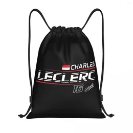 Storage Bags Custom Charles Leclerc 16 Sport Car Race Drawstring Backpack Women Men Gym Sackpack Foldable Training Bag Sack