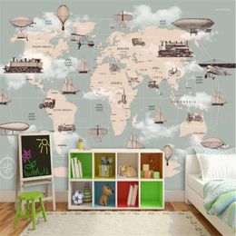 Wallpapers Nordic Cartoon Hand-painted Transportation Background Wall Paper 3D Children's Room Home Decor Mural Wallpaper